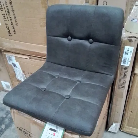 BOXED SET OF 2 DARK GREY FABRIC UPHOLSTERED BAR STOOLS