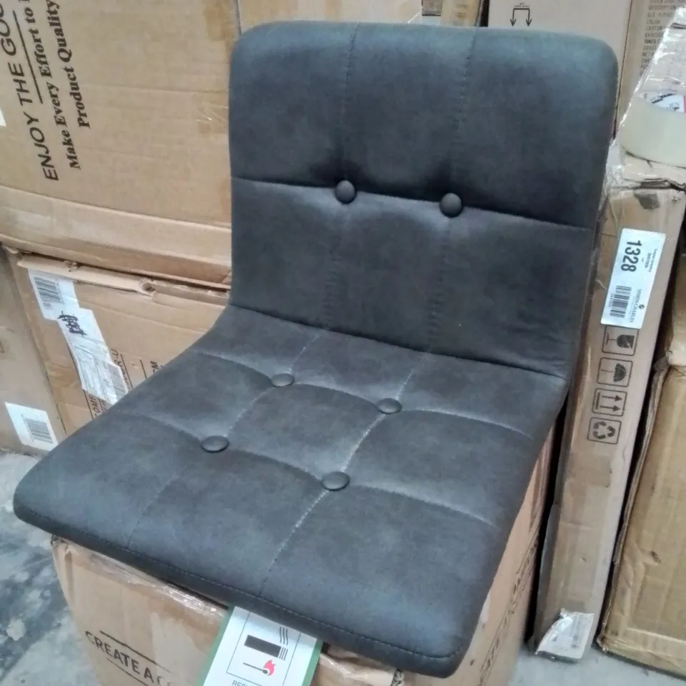 BOXED SET OF 2 DARK GREY FABRIC UPHOLSTERED BAR STOOLS