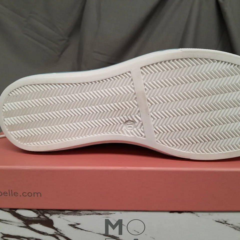 BOXED PAIR OF MODA IN PELLE ASTRIPE LIGHT BLUE LEATHER TRAINERS - SIZE 7