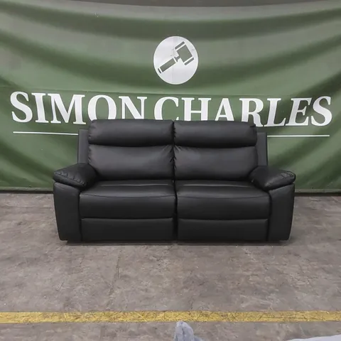 QUALITY DESIGNER BLACK FAUX LEATHER EDISON 3 SEARER MANUAL RECLINING SOFA