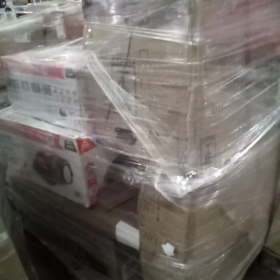 PALLET OF APPROXIMATELY 13 ASSORTED ELECTRICAL ITEMS TO INCLUDE LAWNMOWERS AND TRIMMERS , ETC 