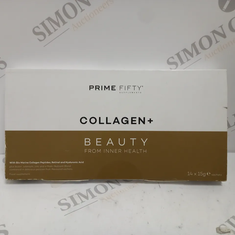 BOXED SEALED PRIME FIFTY COLLAGEN+ - 14 X 15G SACHETS 