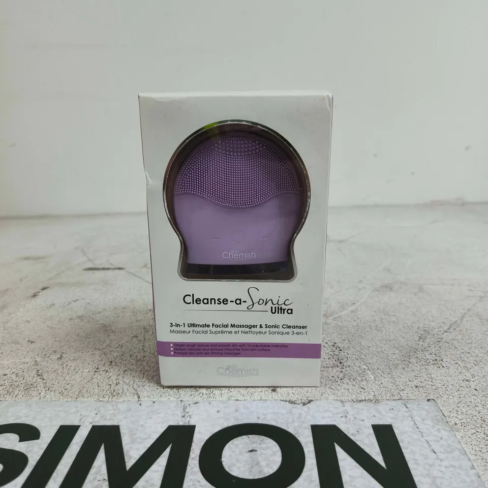 SKIN CHEMISTS LONDON CLEANSE-A-SONIC ULTRA DEVICE 3 IN 1 BOXED