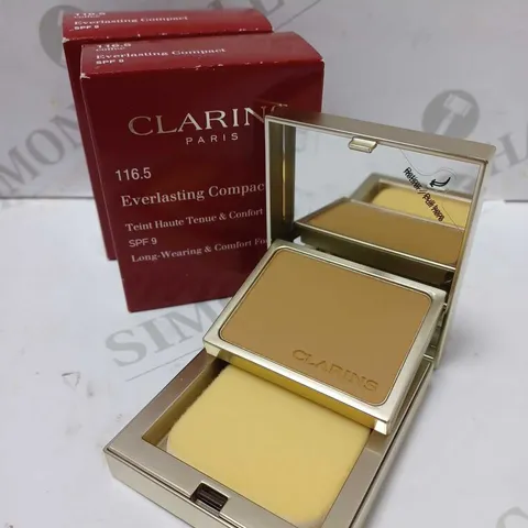 LOT OF 2 CLARINS EVERLASTING COMPACT POWDER FOUNDATION 10G - #116.5 COFFEE 