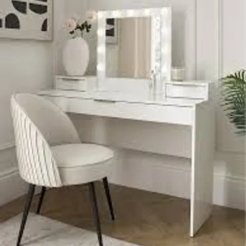 BOXED BESSY GLOSS DRESSING TABLE WITH MIRROR - WHITE (1 BOX)
