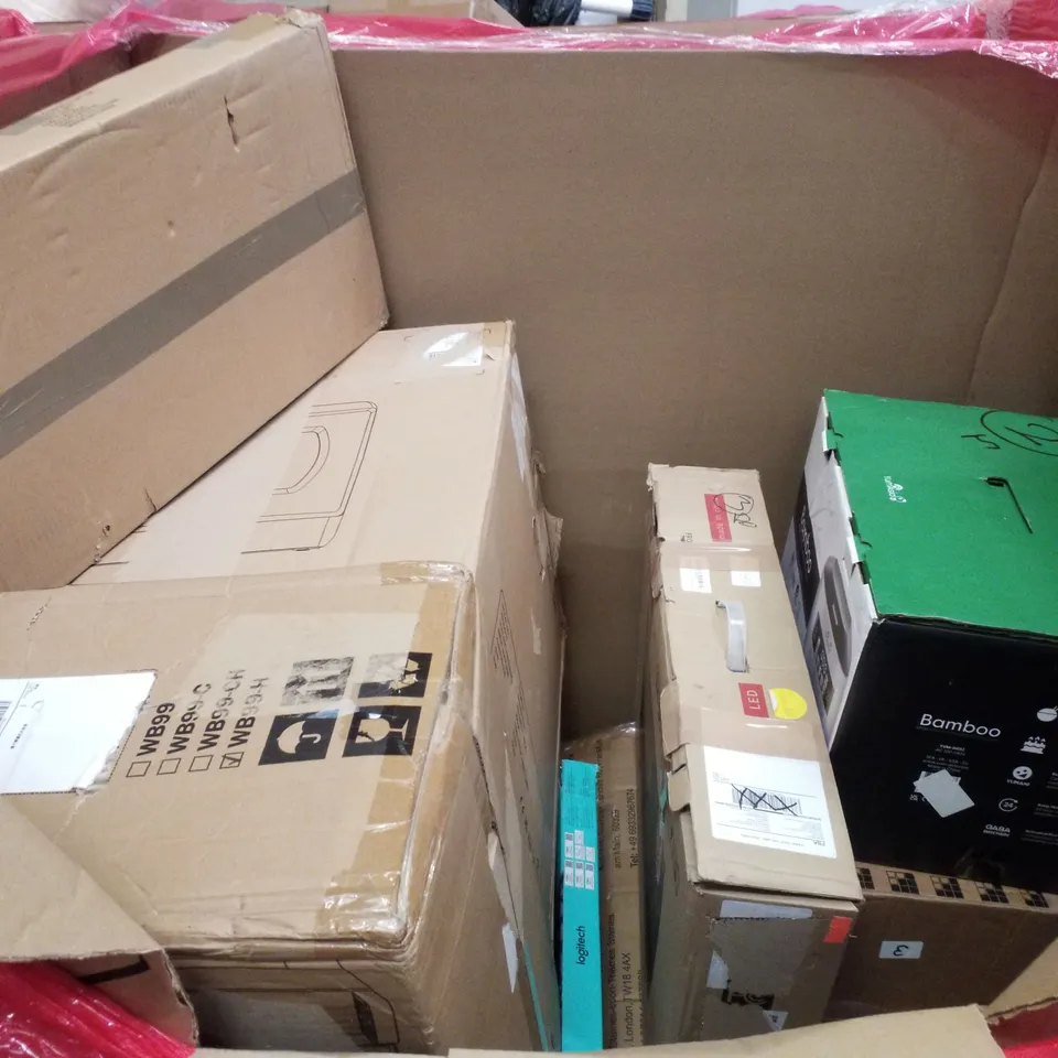 PALLET CONTAINING ASSORTED PRODUCTS INCLUDING LED DISPLAY, LOGITECH KEYBOARD COMBO SET, LED CEILING LAMP, PHOTO FRAMES & STONE BATH MAT