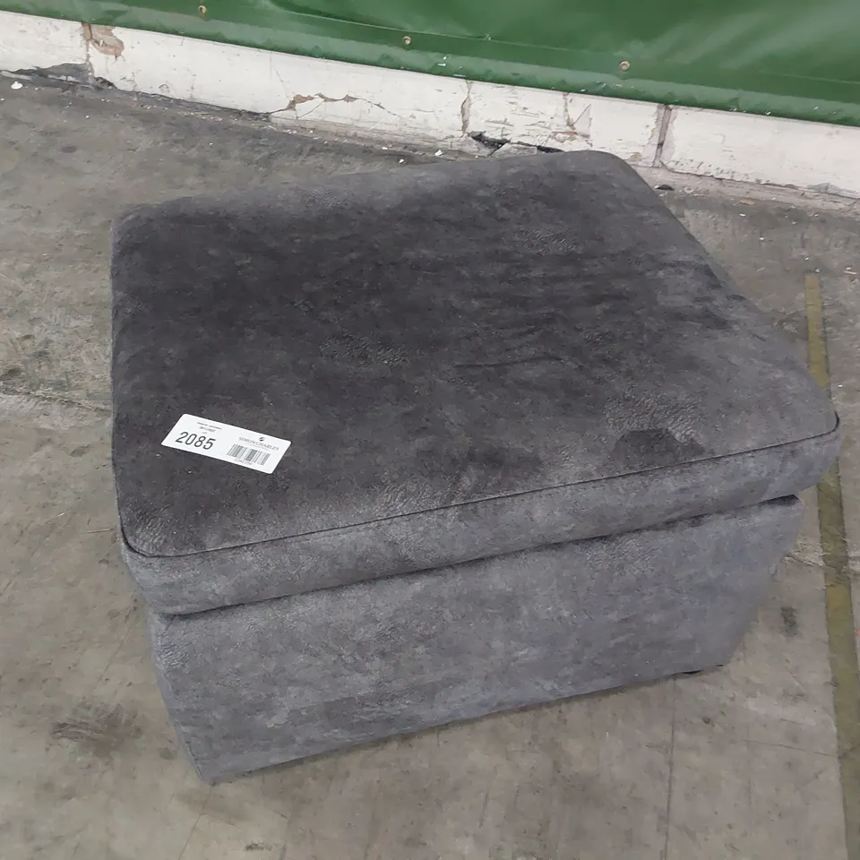 DESIGNER ORION CHARCOAL SUEDE STORAGE FOOTSTOOL 