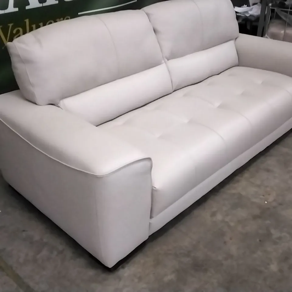 QUALITY ITALIAN DESIGNER MARCOS LARGE 3 SEATER SOFA WHITE GREY LEATHER