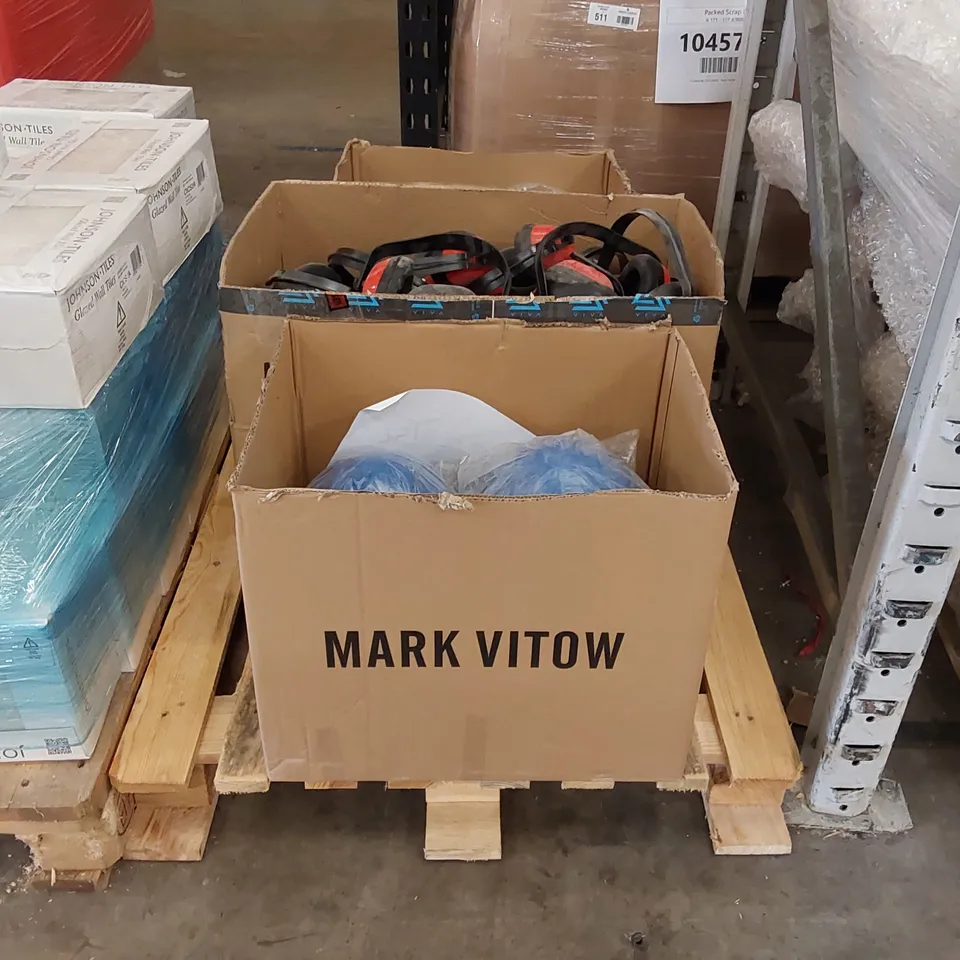 PALLET OF: HARD HATS, EAR DEFENDERS, SAFETY GOGGLES 