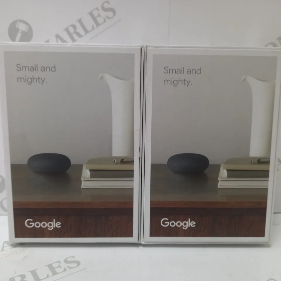 2 BRAND NEW BOXED GOOGLE NEST MINI 2ND GENERATION SMART SPEAKERS - CHARCOAL (UNSEALED)