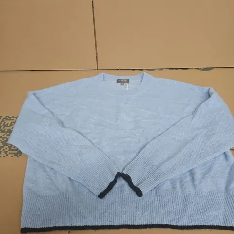 N.PEAL LONDON GAUZY RELAXED SWEATER β SEA MIST + INDIGO, SIZE MEDIUM