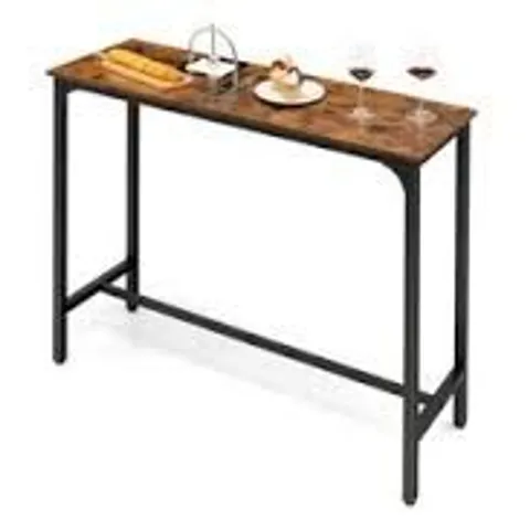 BOXED COSTWAY 48" RUSTIC BROWN INDUSTRIAL PUB DINING TABLE WITH STEEL FRAME