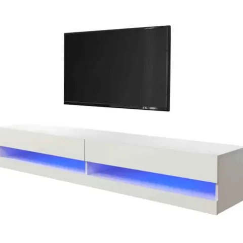 BOXED GALICIA 150CM WALL TV UNIT WITH LED - WHITE