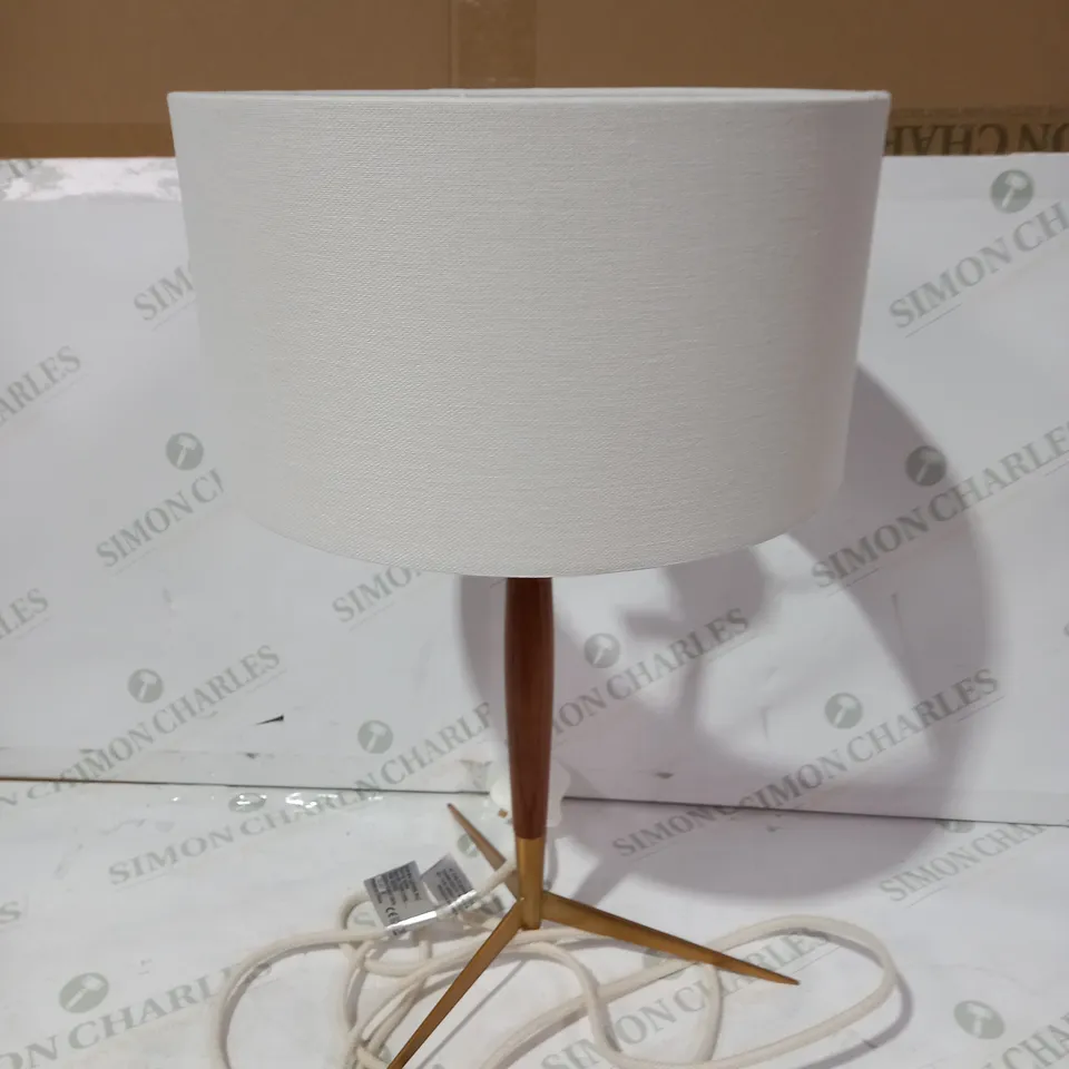 JOHN LEWIS SPINDLE WOODEN TABLE LAMP IN WALNUT/BRASS