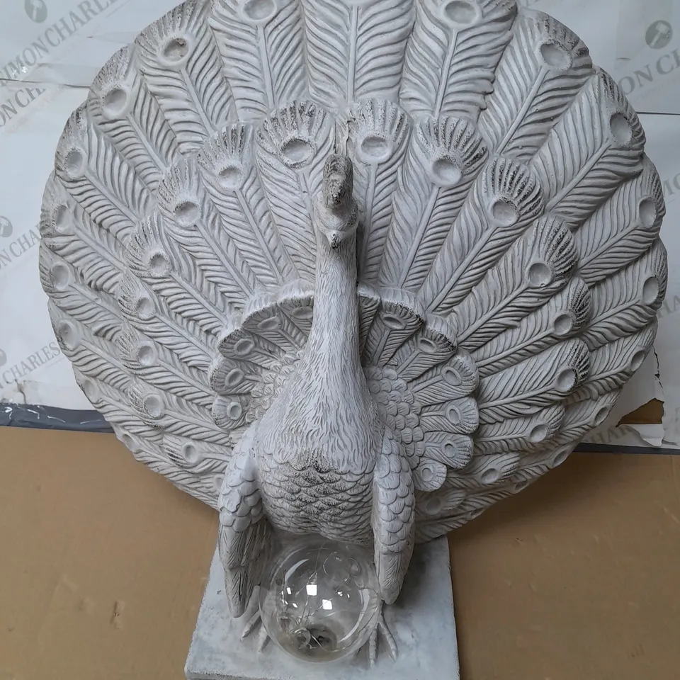 MY GARDEN STORIES FANNED PEACOCK SCULPTURE