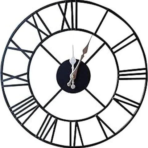BOXED KLASS HOME SILENT ROUND WALL CLOCK ROMAN NUMERAL IN METAL 40CM, BLACK