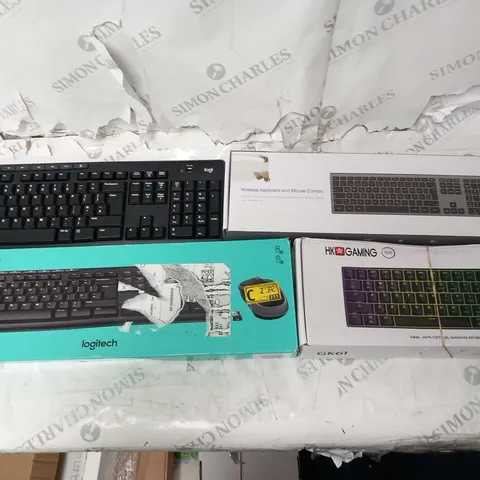 FOUR ASSORTED KEYBOARDS TO INCLUDE; HK GAMING AND LOGITECH