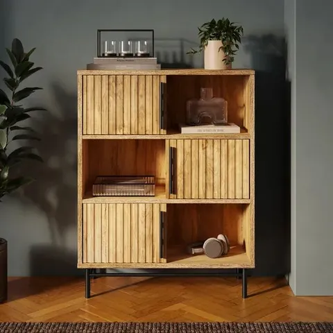 BOXED BRYANT LOW BOOKCASE - MANGO WOOD EFFECT (1 BOX)