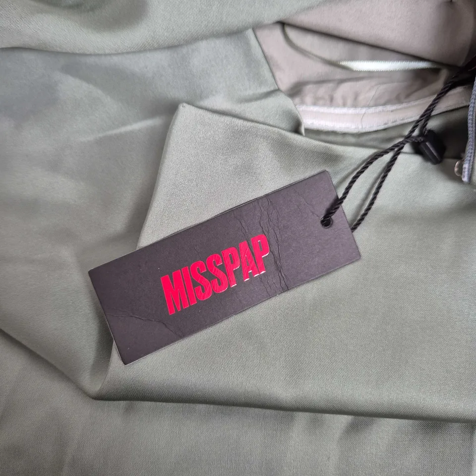 MISSPAP BRIDESMAID DRESS – PREMIUM SATIN BANDEAU OVERLAY, SAGE - SIZE 8