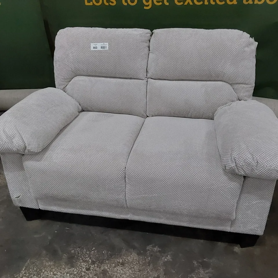 DESIGNER TWO SEATER SOFA LIGHT GREY FABRIC 