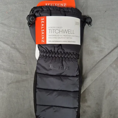 SEALSKINZ TITCHWELL WATERPROOF INSULATED GAUNTLET MITTEN IN BLACK - LARGE