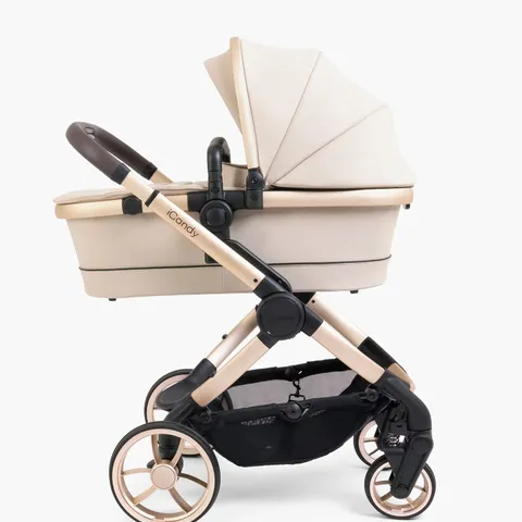 BOXED PEACH 7 BISCOTTI ON BLONDE PUSHCHAIR