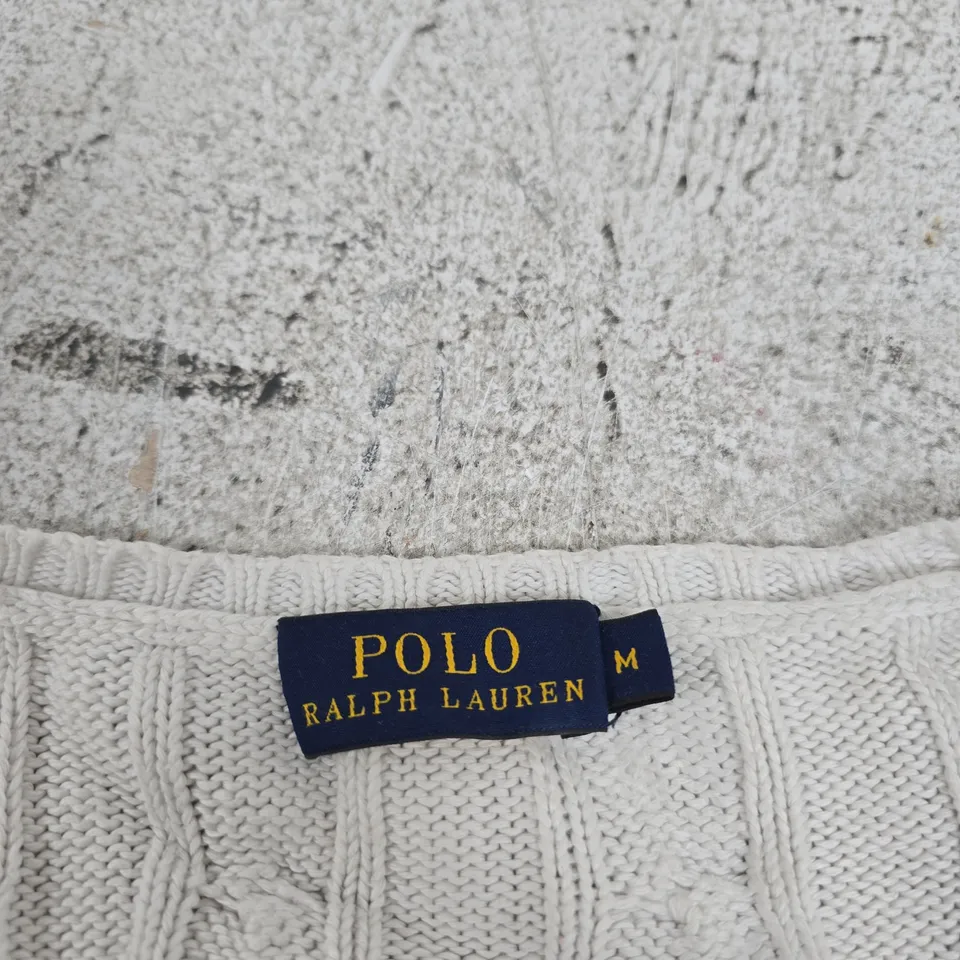 POLO RALPH LAUREN KNIT SWEATER – WHITE, SIZE M