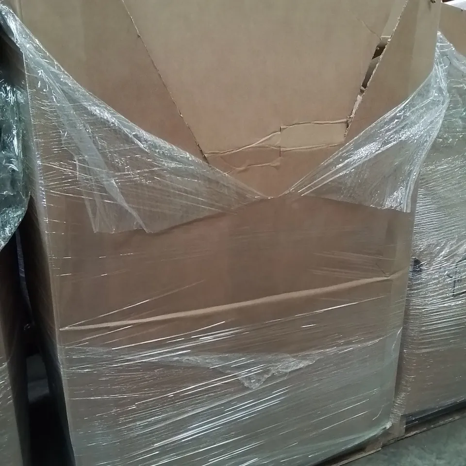 PALLET CONTAINING ASSORTED HOUSEHOLD PRODUCTS INCLUDING PVC FLOOR TILE, BASKETBALL STAND, LONG ALUMINIUM FRENCH CLEATS, HEDGE TRIMMER & CEILING FAN
