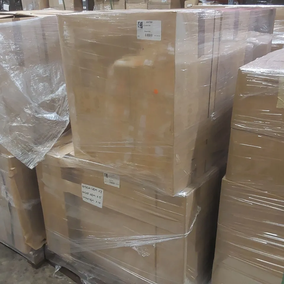 PALLET CONTAINING A LARGE QUANTITY OF ASSORTED BATHROOM FURNITURE PARTS INCLUDING: 2 DRAWER CARCASSES, SLIMLINE WC CARCASS ECT