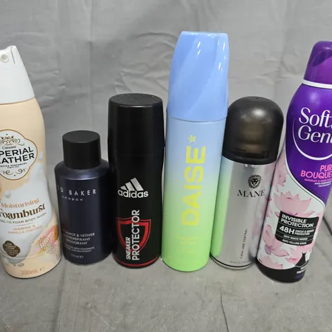 APPROXIMATELY 10 ASSORTED AEROSOLS TO INCLUDE IMPERIAL LEATHER, ADIDAS AND TED BAKER 