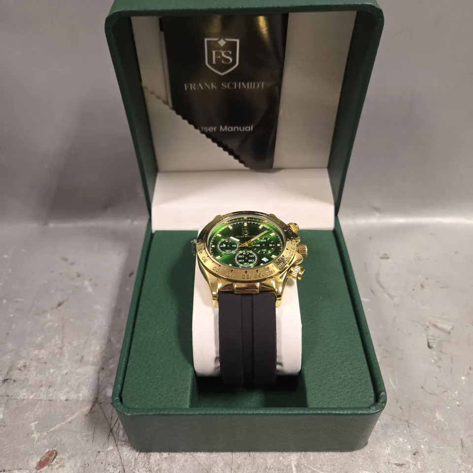 MENS FRANK SCHMIDT WATCH – MULTI FUNCTION SUB DIALS WITH DATE – HQ RUBBER SPORTS STRAP