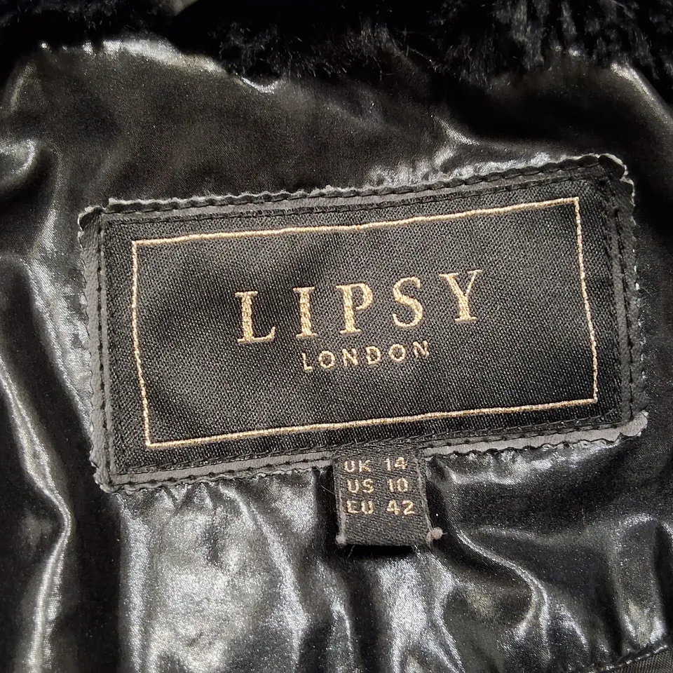 LIPSY LONDON PADDED COAT WITH FUR HOOD – UK 14 (EU 42)