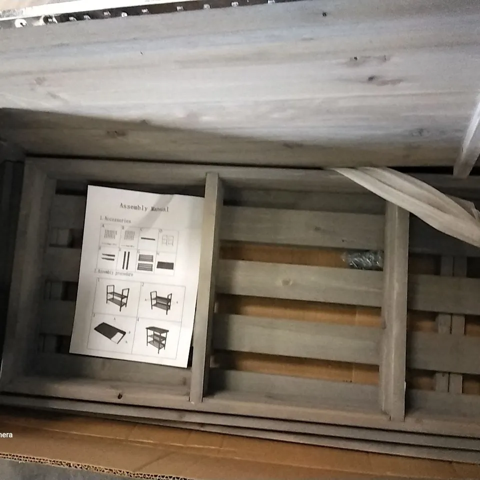 BOXED DESIGNER GREY FINISH PLANT STORAGE TABLE