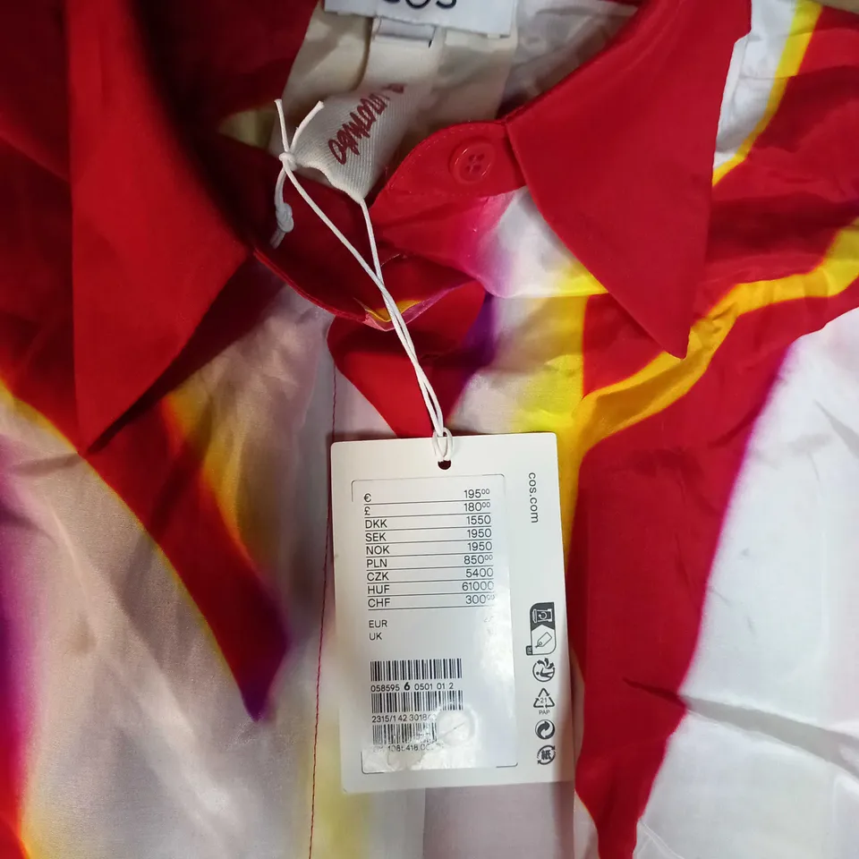 COS RED/WHITE MAXI BUTTON THROUGH SHIRT