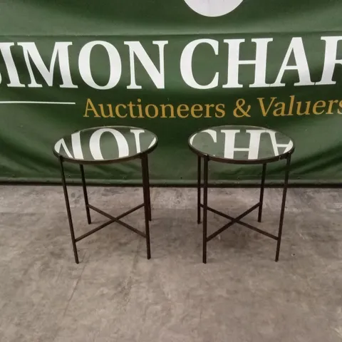 2 x QUALITY DESIGNER BRASS GLASS ROUND TABLES