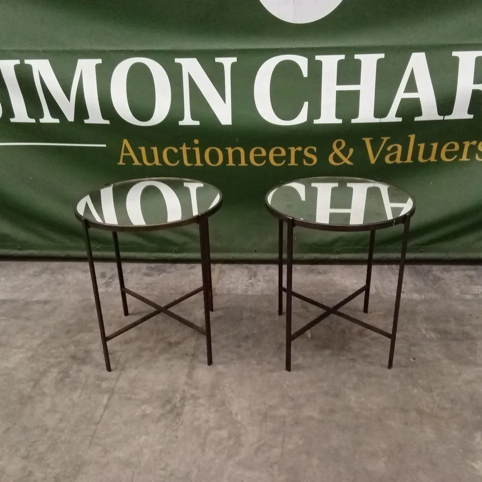 2 x QUALITY DESIGNER BRASS GLASS ROUND TABLES
