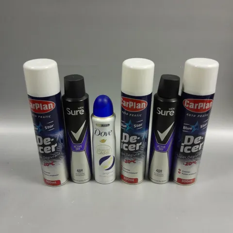 APPROXIMATELY 15 ASSORTED AEROSOLS TO INCLUDE CAR PLAN DE-ICER, DOVE DEODORANT, SURE DEODORANT ETC - COLLECTION ONLY