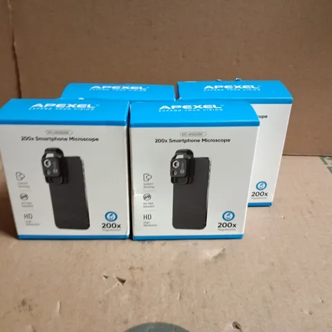 LOT OF 4 APEXEL 200X SMARTPHONE MICROSCOPES
