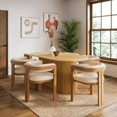BOXED AMARI 6 SEATER OVAL DINING TABLE, OAK - MODERN STAINED OAK (2 BOXES)