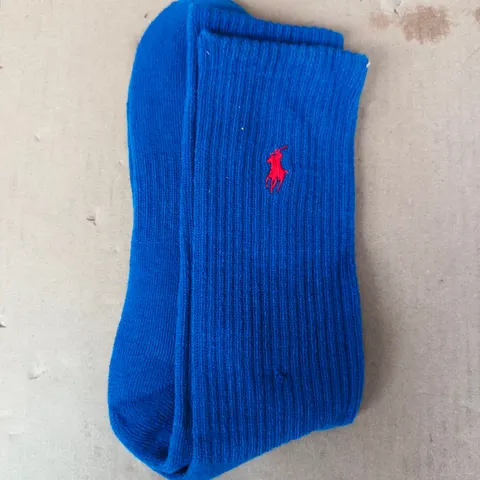 POLO RALPH LAUREN CUSHIONED COMFORT SOLE ARCH SUPPORT CLASSIC SPORT SOCKS IN BLUE (1 PAIR)