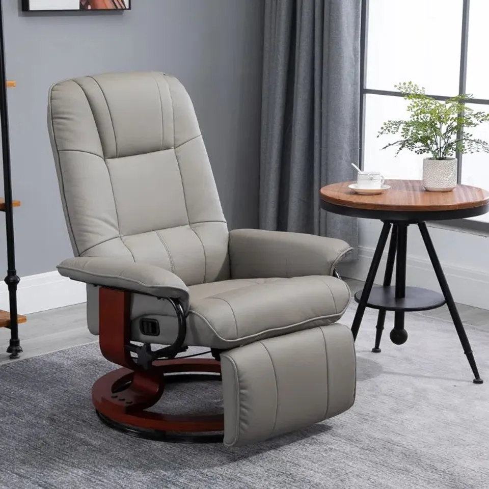 BOXED HOENACK SWIVEL ARMCHAIR ELEPHANT GREY LEATHER