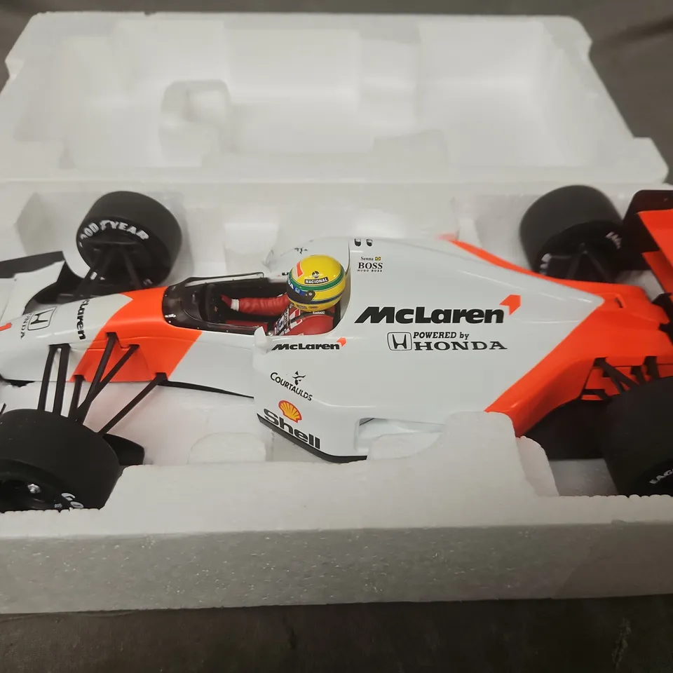 MCLAREN HONDA MP4/7 1:18 SCALE DIE-CAST MODEL CAR (AYRTON SENNA) – BOXED