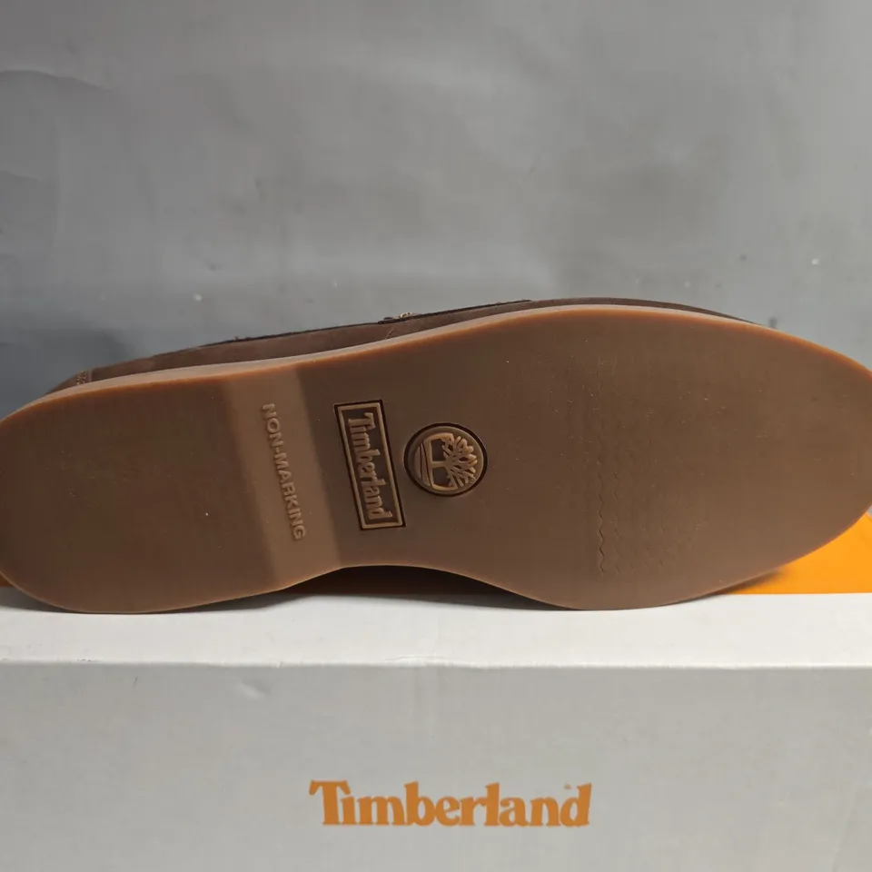 BOXED PAIR OF TIMBERLAND CLASSIC BOAT SHOES IN COCOA - UK 11