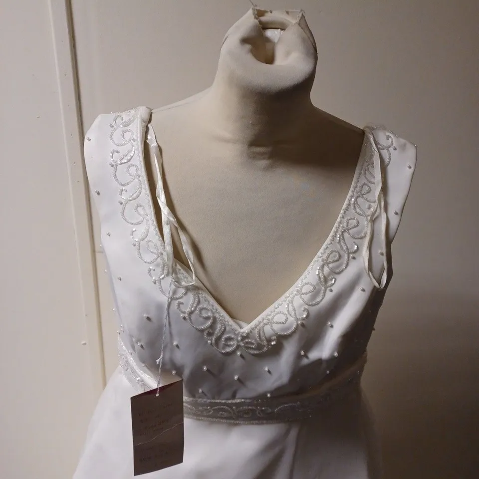 A.C COLLECTION PEARL AND SEQUIN LACED WEDDING DRESS SIZE 12-14