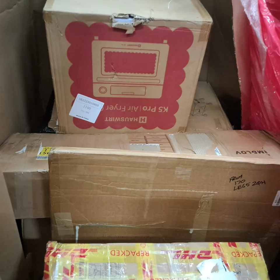 PALLET OF ASSORTED HOUSEHOLD ITEMS TO INCLUDE 12-PIECE GRANITE COOKWARE SET, NESTED TABLES AND K5 PRO AIR FRYER 