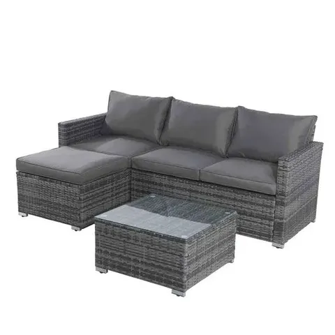 BOXED FURNITURE ONE 4 SEATER L SHAPE RATTAN CORNER SOFA SET (2 BOXES)