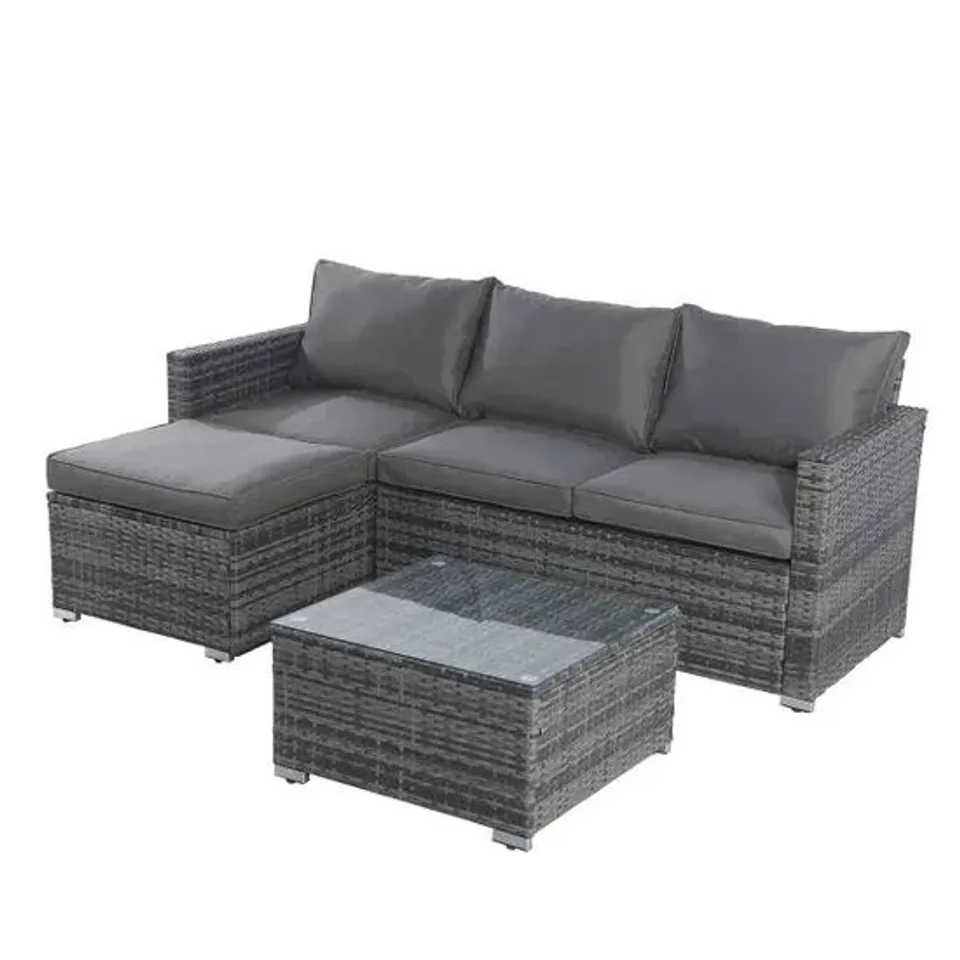 BOXED FURNITURE ONE 4 SEATER L SHAPE RATTAN CORNER SOFA SET (2 BOXES)