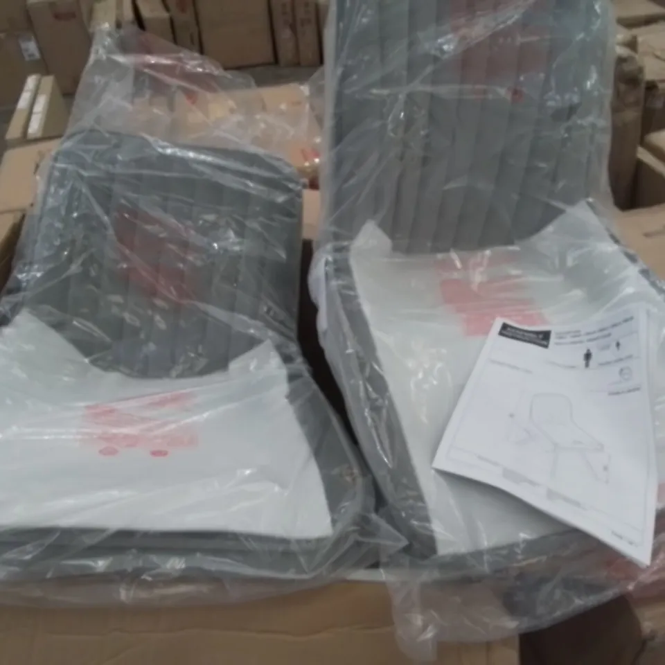 BOXED PAIR OF TRIPLO DINING CHAIRS IN GREY/BLACK 