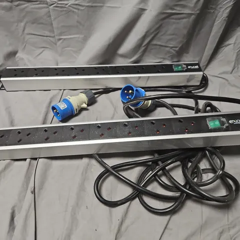 EXCEL POWER DISTRIBUTION STRIP WITH MULTIPLE UK SOCKETS AND BLUE INDUSTRIAL CONNECTORS