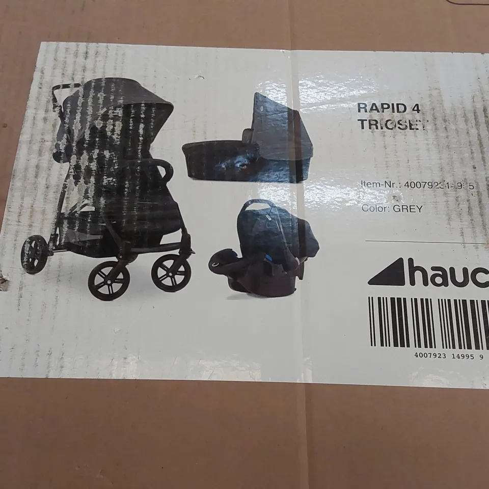 BOXED HAUCK RAPID 4 TRIO SET IN GREY - STROLLER SET (1 BOX)